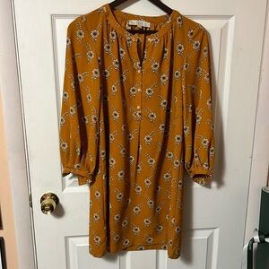 Loft gold floral shift dress - size XS​​